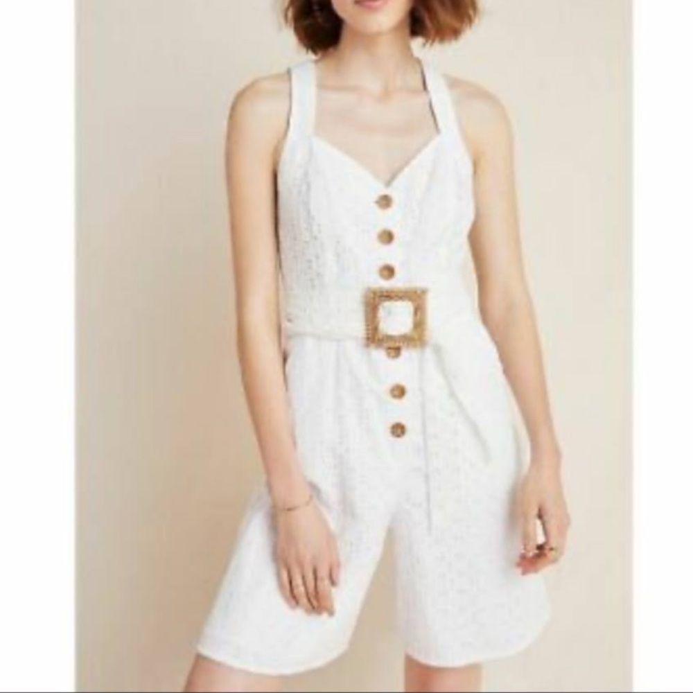 Anthropologie White Eyelet Short Romper 0865